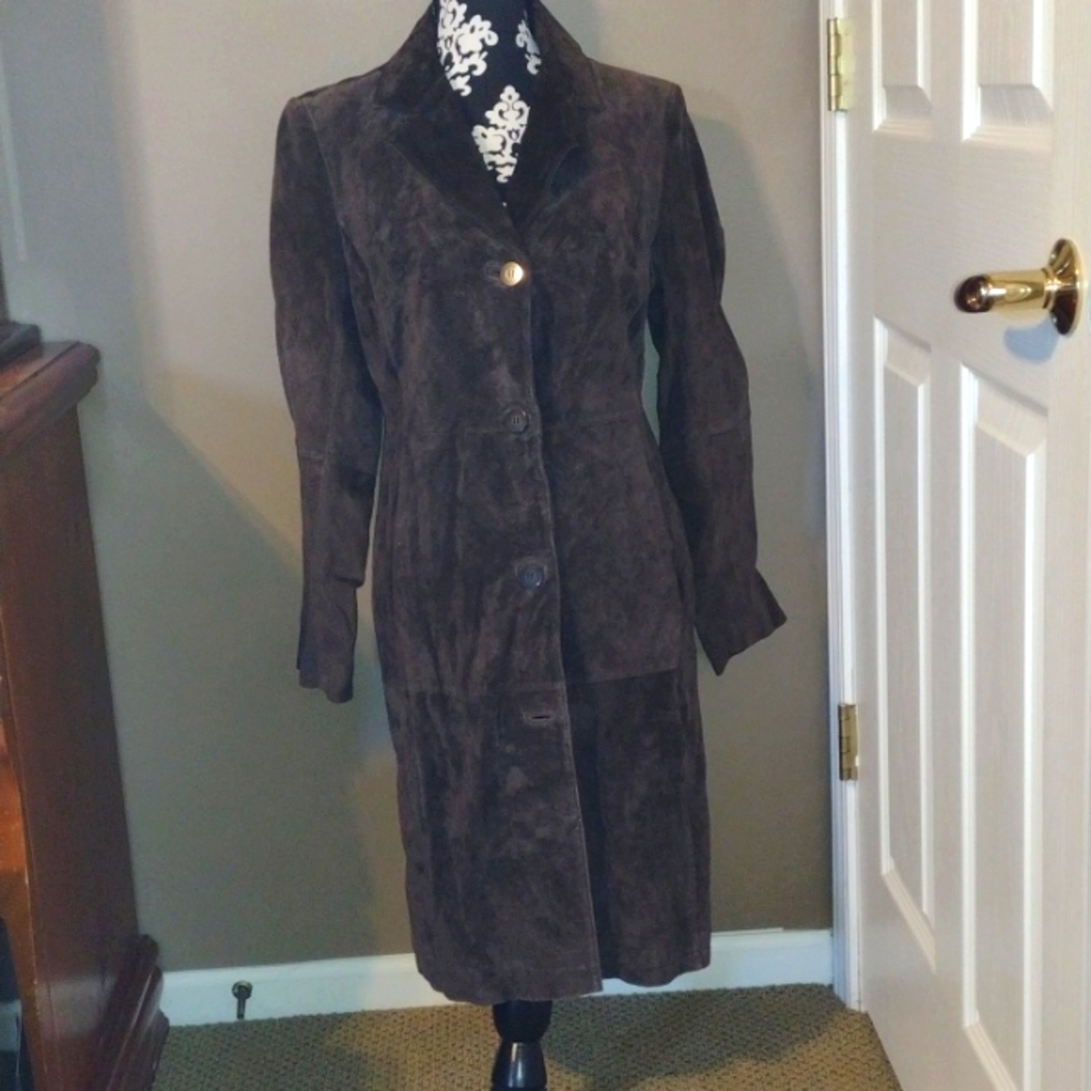Massini Brown Suede Trench Coat